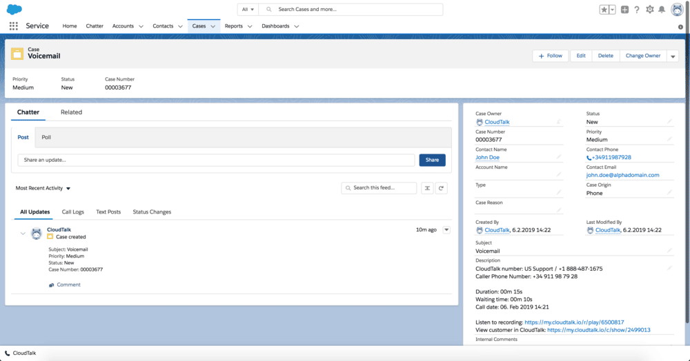 تكامل CloudTalk لـ Salesforce