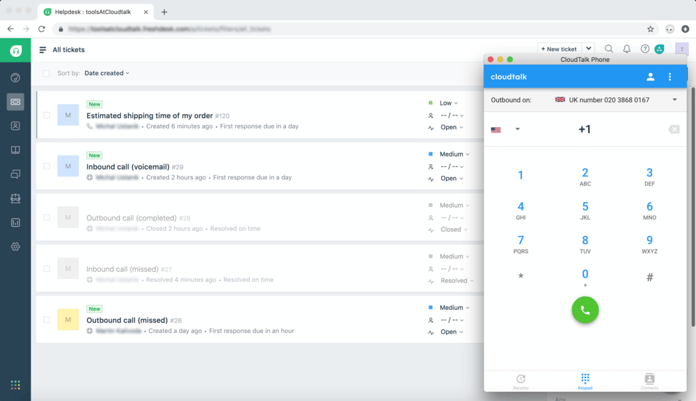 CloudTalk Freshdesk Integration Tickets Telefon
