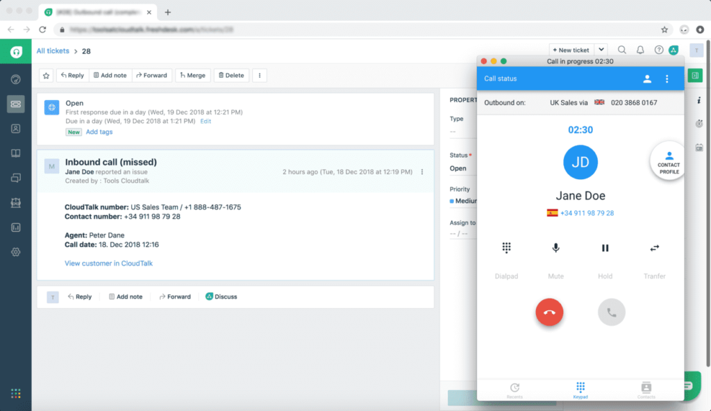 cloudtalk koppeling voor freshdesk