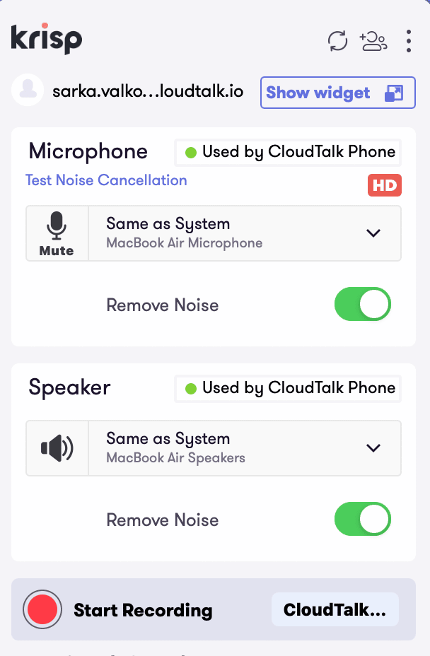 detalles integración de cloudtalk para app krisp