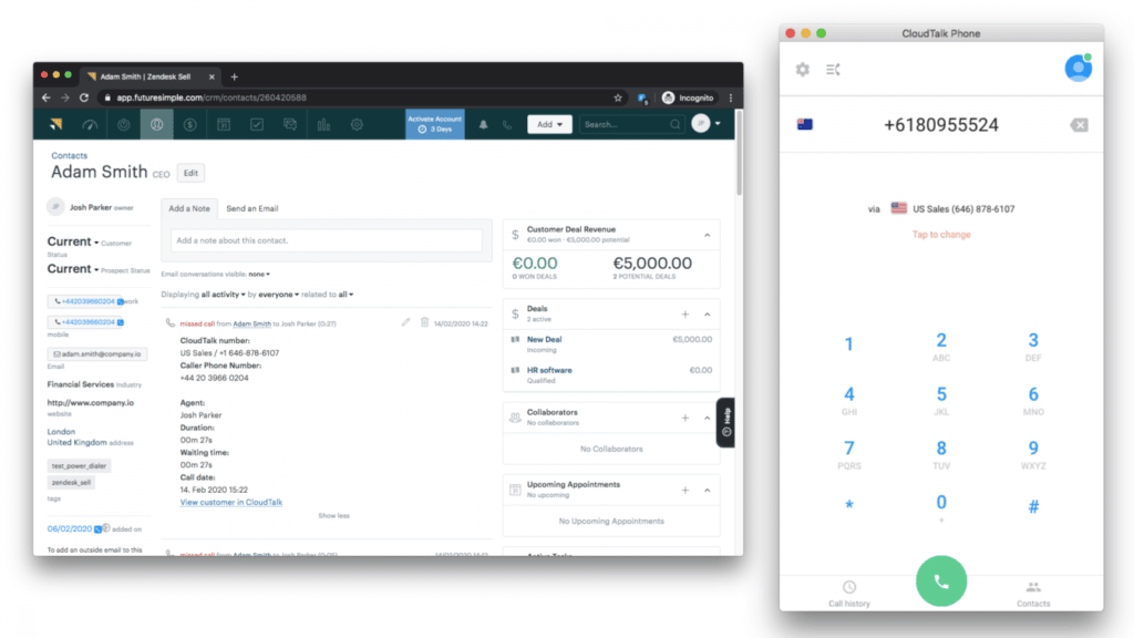 integración de cloudtalk para el panel de control de ventas de zendesk