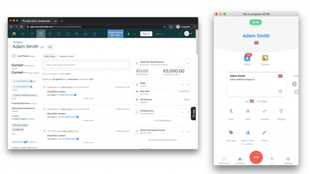 cloudtalk integration for zendesk sell