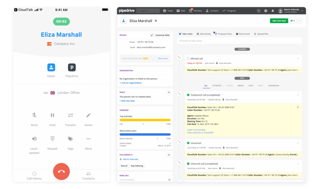 integração do cloudtalk ao pipedrive