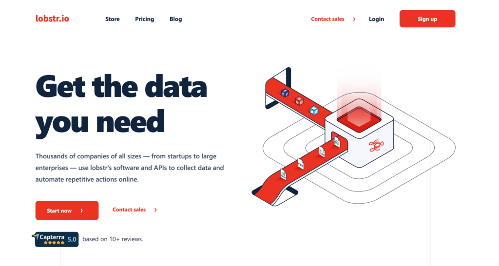 Screenshot of the Lobstr website homepage.