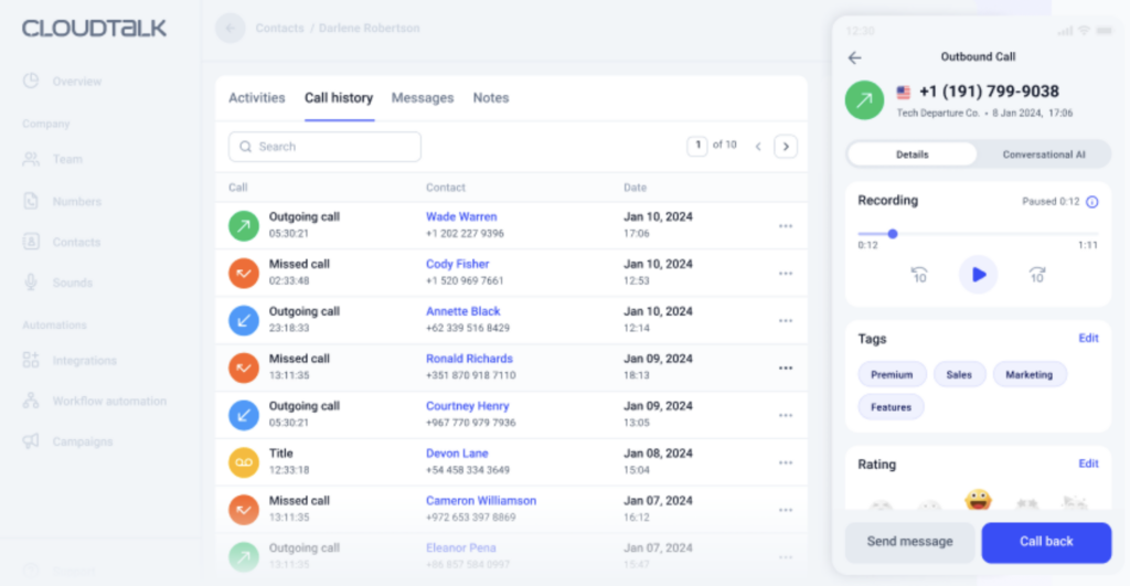 CloudTalk allows for concurrent calling to increase outreach efforts.