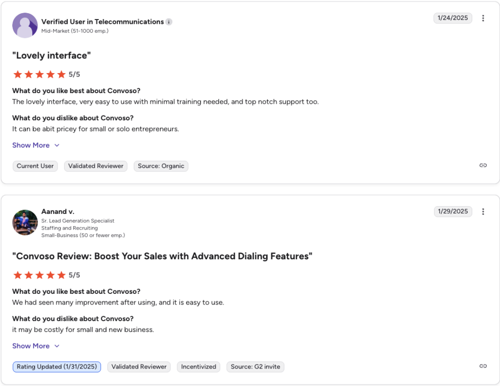 convoso pricing review screenshot g2