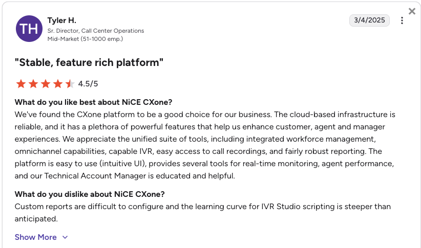 nice cxone g2 review