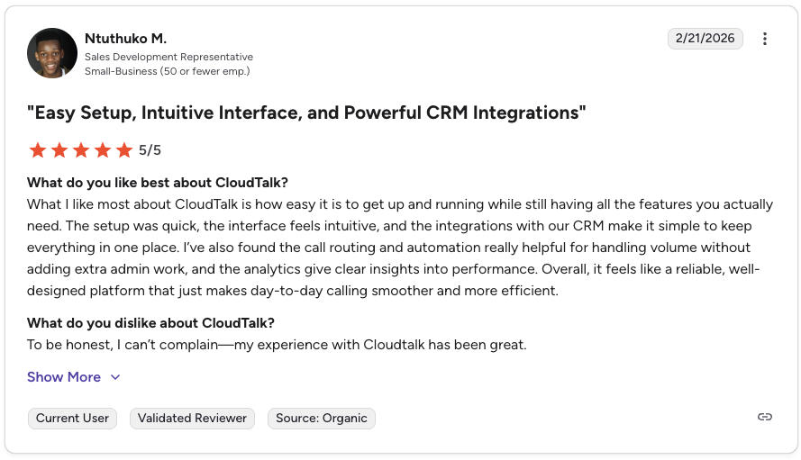 g2 review cloudtalk small business voip;
