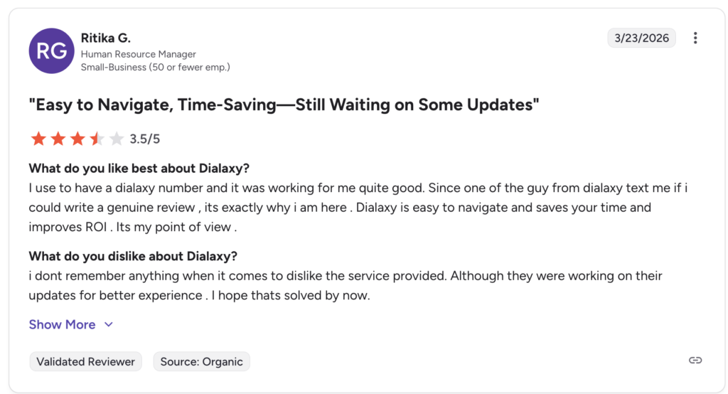 g2 review screenshot dialaxy