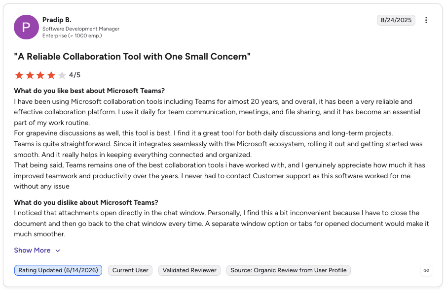 microsoft teams g2 review