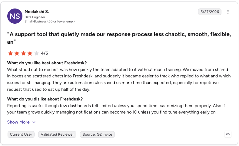 freshdesk g2 review