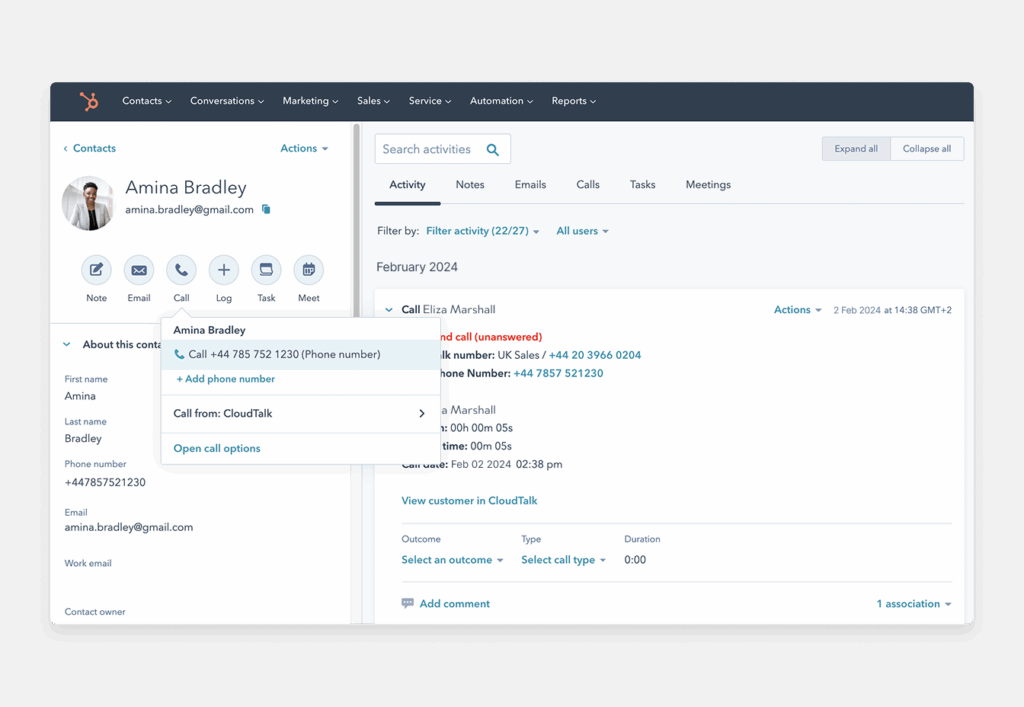 HubSpot x CloudTalk Integration
