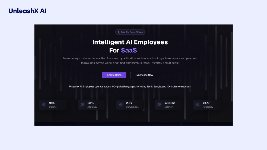 unleash ai homepage screen capture