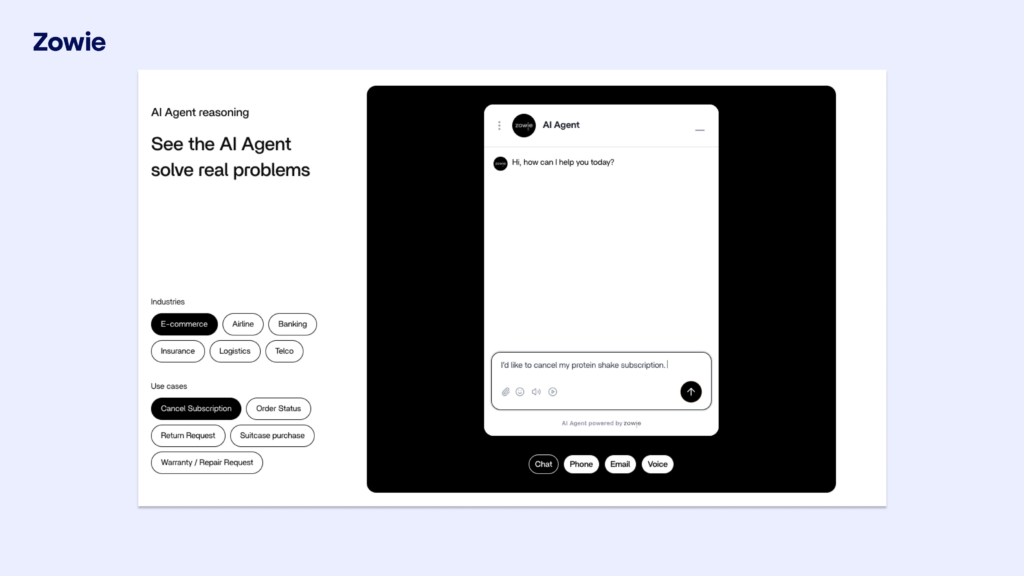 zowie ai voice agent for insurers