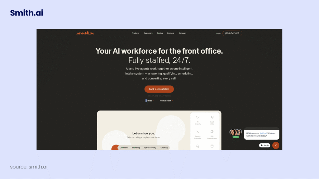 Smith AI Virtual Receptionist
