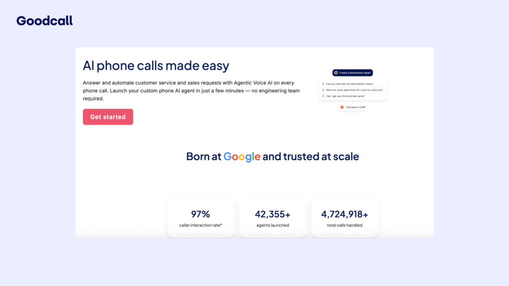 goodcall ai receptionist