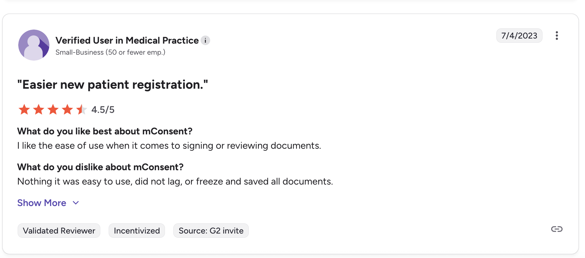 zaha, mconsent g2 review screenshot