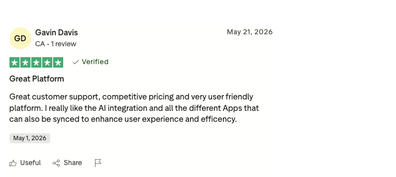 cloudtalk trustpilot review screenshot